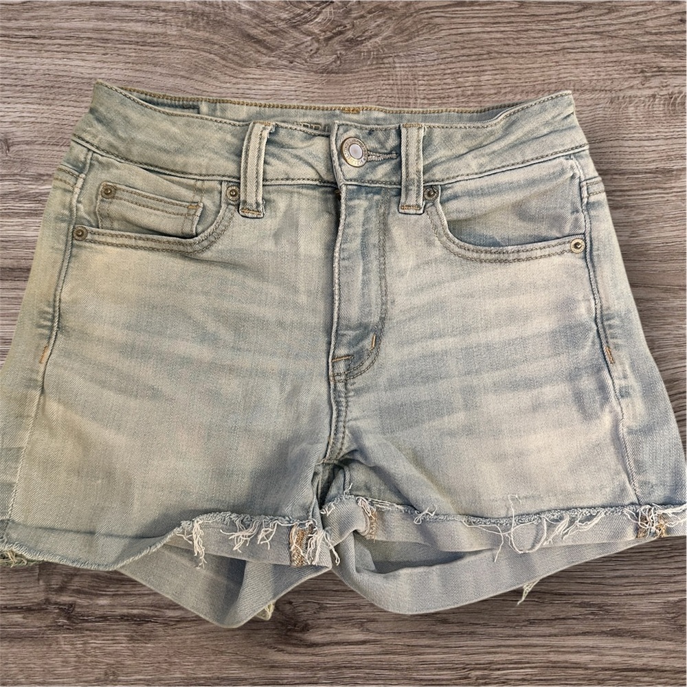 American Eagle Outfitters Light Blue Jean denim Shorts next level stretch 4